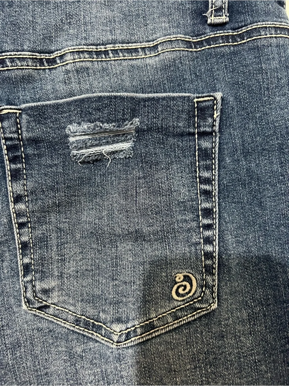 Indigo Rein Distressed Dark Blue Denim Button-Fly Shorts